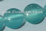 CCT577 15 inches 14mm flat round cats eye beads wholesale