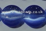 CCT579 15 inches 14mm flat round cats eye beads wholesale