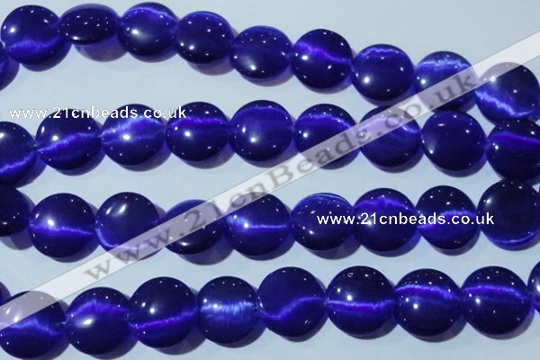 CCT580 15 inches 14mm flat round cats eye beads wholesale