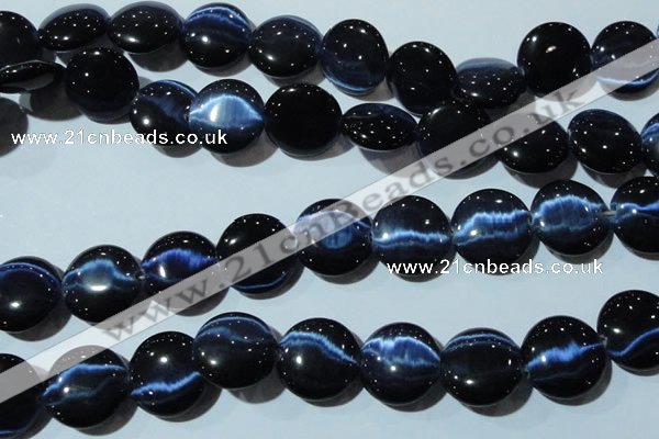 CCT582 15 inches 14mm flat round cats eye beads wholesale