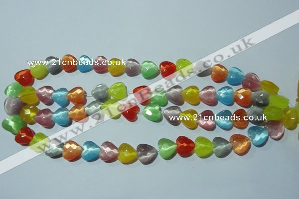 CCT973 15 inches 12*12mm faceted heart cats eye beads wholesale