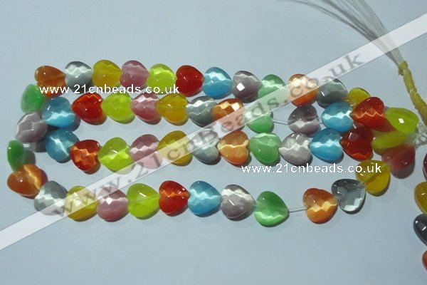 CCT980 15 inches 14*14mm faceted heart cats eye beads wholesale