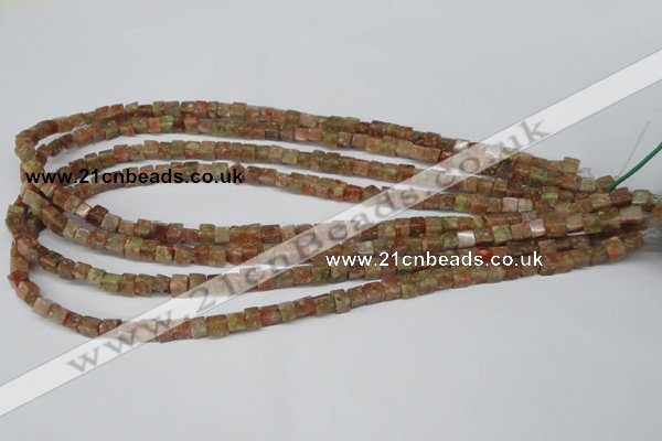 CCU05 15.5 inches 4*4mm cube New unakite beads wholesale