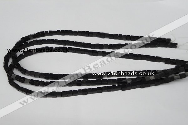 CCU09 15.5 inches 4*4mm cube black agate beads wholesale