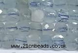 CCU1003 15 inches 4mm faceted cube aquamarine beads
