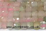 CCU1008 15 inches 4mm faceted cube morganite beads