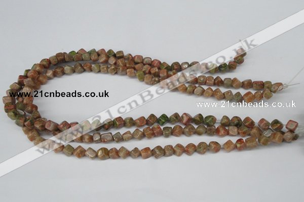 CCU103 15.5 inches 6*6mm cube New unakite beads wholesale