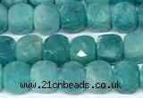 CCU1039 15 inches 6mm faceted cube amazonite beads