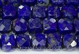 CCU1042 15 inches 6mm faceted cube lapis lazuli beads