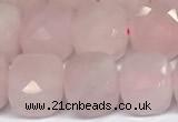 CCU1053 15 inches 8mm faceted cube rose quartz beads