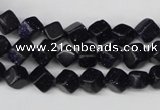 CCU106 15.5 inches 6*6mm cube blue goldstone beads wholesale
