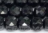 CCU1069 15 inches 8mm faceted cube black tourmaline beads