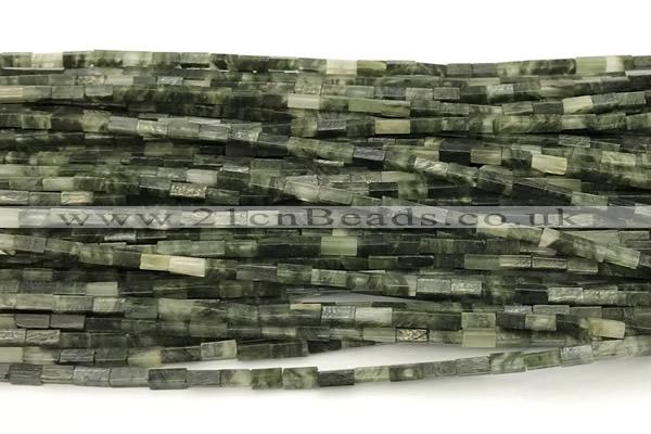 CCU1101 15 inches 2*4mm cuboid green hair beads