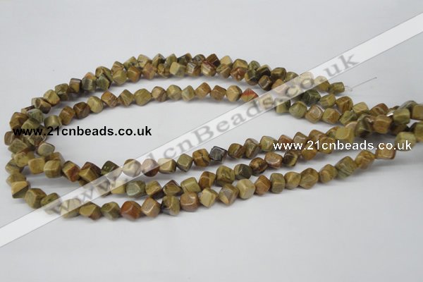 CCU111 15.5 inches 6*6mm cube silver leaf jasper beads wholesale