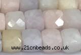 CCU1280 15 inches 6mm - 7mm faceted cube morganite beads