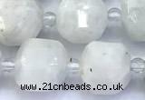 CCU1285 15 inches 9mm - 10mm faceted cube white moonstone beads