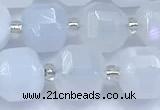 CCU1286 15 inches 9mm - 10mm faceted cube blue chalcedony beads