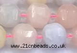 CCU1287 15 inches 9mm - 10mm faceted cube morganite beads