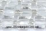 CCU1310 15 inches 7mm - 8mm faceted cube white crystal beads