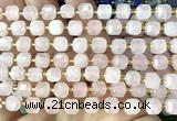 CCU1351 15 inches 6mm - 7mm faceted cube rose quartz beads