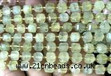 CCU1357 15 inches 6mm - 7mm faceted cube green rutilated quartz beads
