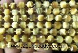 CCU1364 15 inches 6mm - 7mm faceted cube golden tiger eye beads