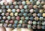 CCU1375 15 inches 6mm - 7mm faceted cube picasso jasper beads