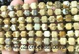CCU1377 15 inches 6mm - 7mm faceted cube picture jasper beads