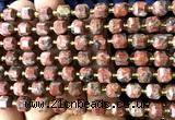 CCU1379 15 inches 6mm - 7mm faceted cube red sesame jasper beads