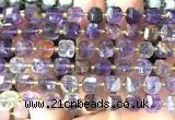 CCU1462 15 inches 8mm - 9mm faceted cube purple phantom quartz beads