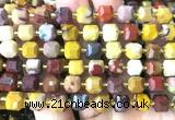 CCU1472 15 inches 8mm - 9mm faceted cube mookaite gemstone beads