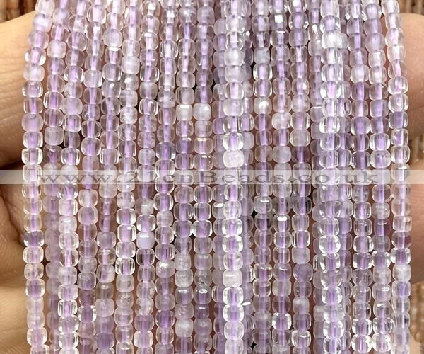 CCU1601 15 inches 2.5mm faceted cube lavender amethyst beads
