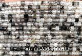 CCU1611 15 inches 2.5mm faceted cube black rutilated quartz beads