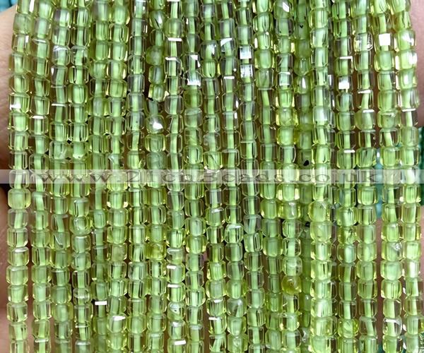CCU1650 15 inches 2.5mm faceted cube peridot gemstone beads