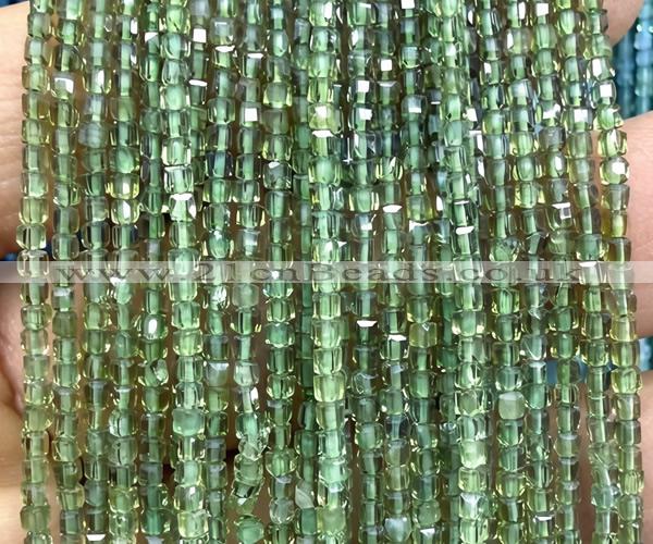CCU1652 15 inches 2.5mm faceted cube green apatite beads