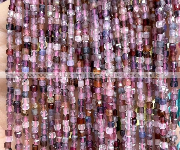 CCU1675 15 inches 2.5mm faceted cube pink spinel gemstone beads