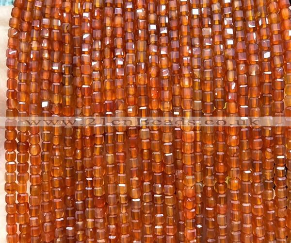 CCU1699 15 inches 2.5mm faceted cube red agate beads