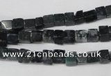 CCU17 15.5 inches 4*4mm cube moss agate beads wholesale