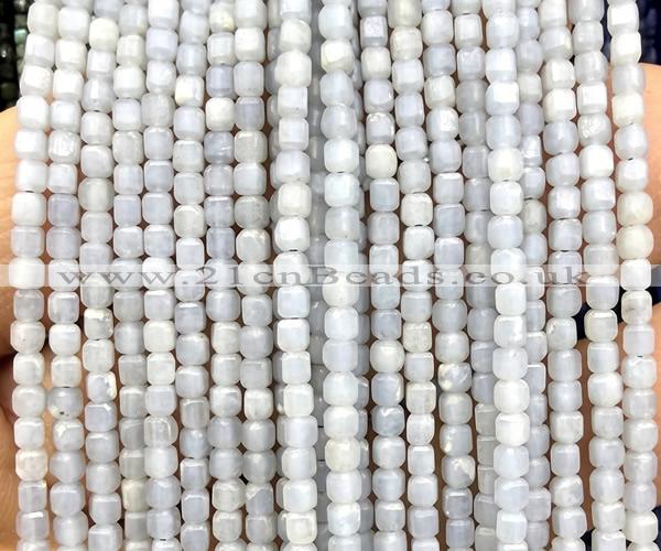 CCU1722 15 inches 2.5mm faceted cube blue angelite beads