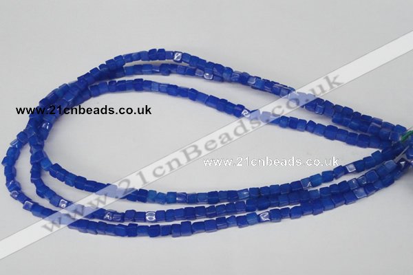 CCU18 15.5 inches 4*4mm cube dyed white jade beads wholesale