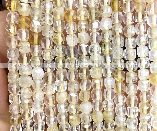 CCU1812 15 inches 4mm faceted cube citrine beads wholesale
