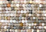 CCU1830 15 inches 4mm faceted cube rainbow moonstone beads