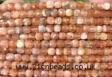 CCU1834 15 inches 4mm faceted cube golden sunstone beads