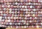 CCU1846 15 inches 4mm faceted cube plum blossom tourmaline beads