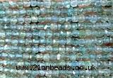CCU1851 15 inches 4mm faceted cube bue apatite beads