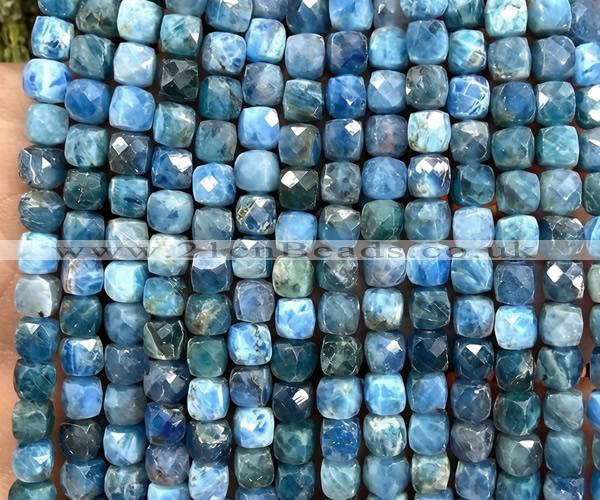 CCU1852 15 inches 4mm faceted cube apatite gemstone beads