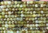 CCU1858 15 inches 4mm faceted cube green garnet gemstone beads