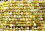CCU1869 15 inches 4mm faceted cube yellow opal gemstone beads
