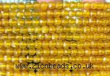 CCU1887 15 inches 4mm faceted cube yellow agate beads