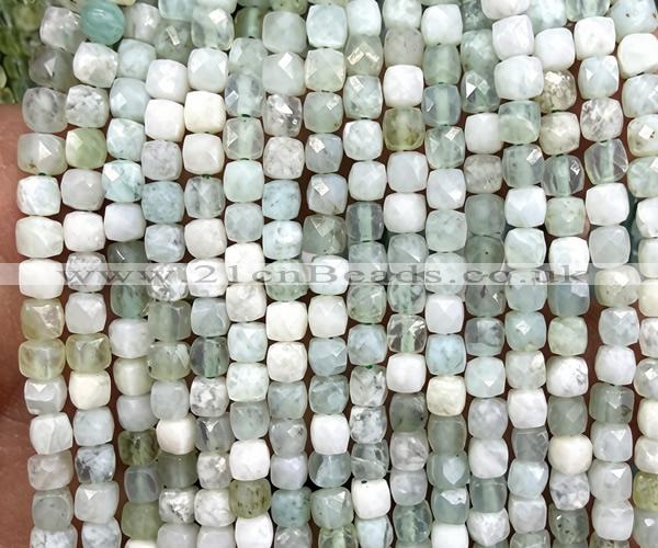 CCU1892 15 inches 4mm faceted cube New jade beads wholesale